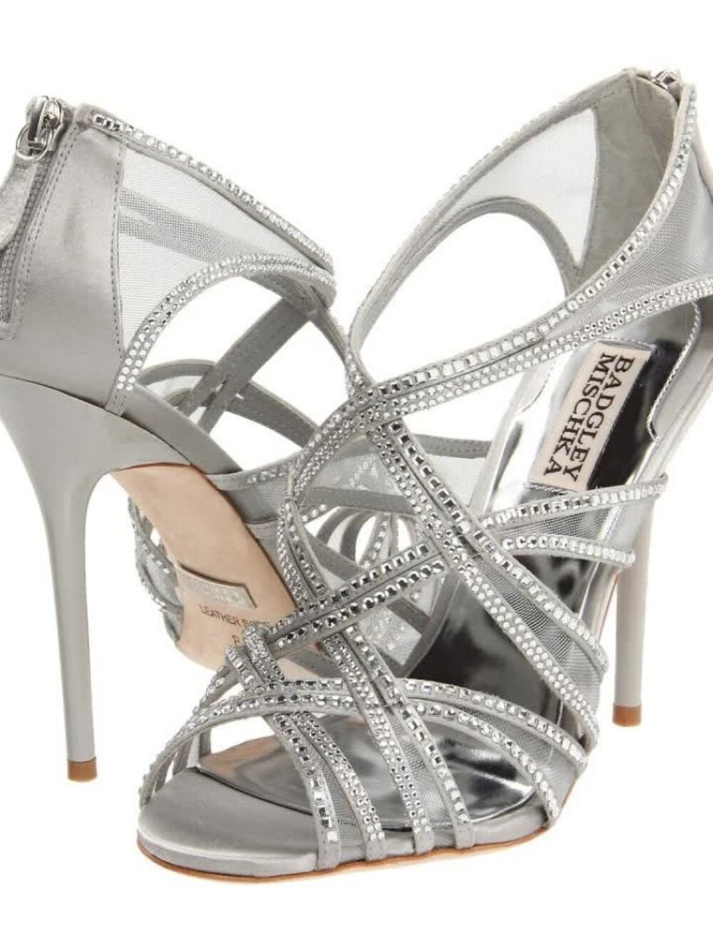 Badgley Mischka Gloria Silver Jeweled Crystal Sandals